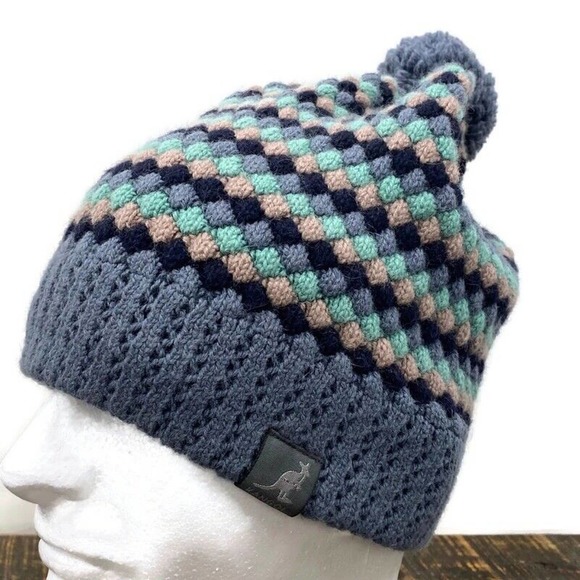 Kangol Pebble Knit Pull On Beanie Hat Top Pom Angora Wool Blend Unisex‎ - Picture 2 of 15